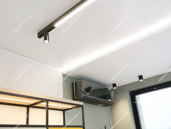Двухуровневый тестильный потолок verseidag с подсветкой